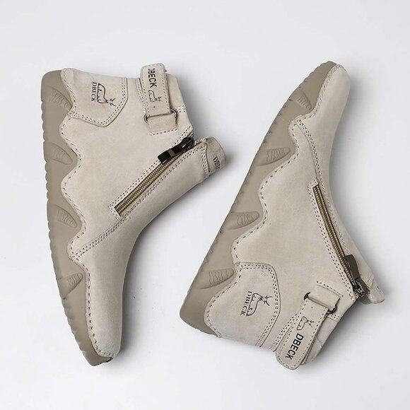 Women's Waterproof Suede Ankle Boots 9 Khaki Slip-On Comfort All-Season - Picture 2 of 4